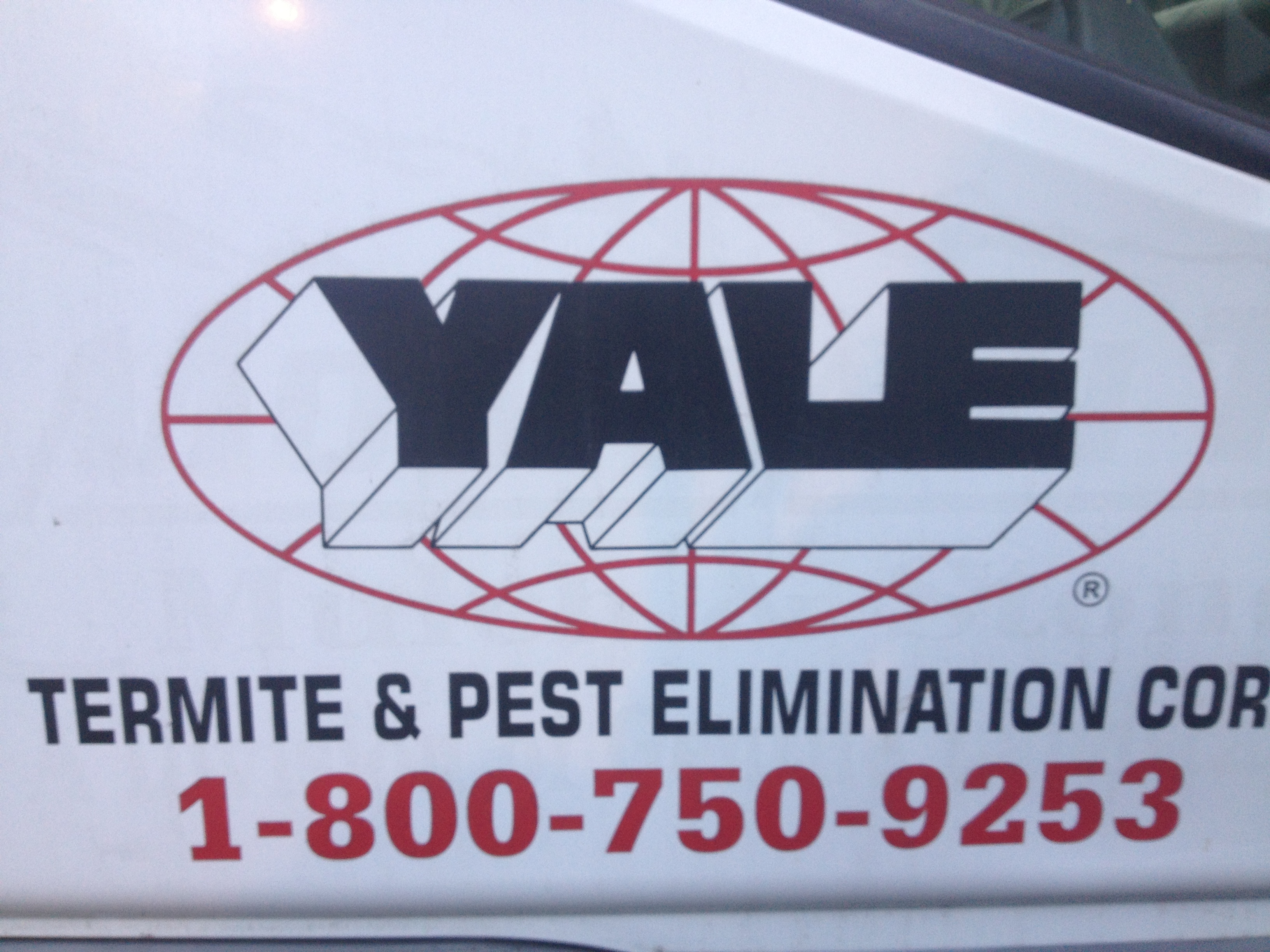 Yale Pest Control branded service truck on location