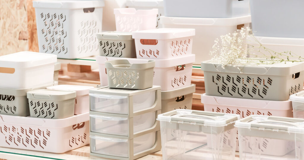 new clean container boxes with a lid for easy storage of things